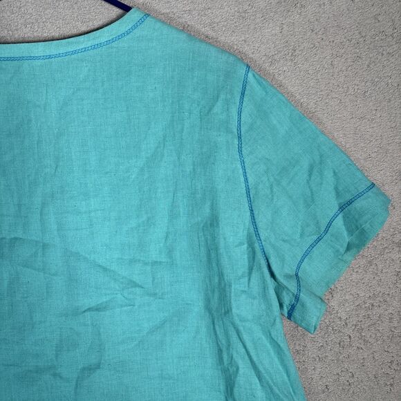 Earth Song Skirt Set Womens Size 12 Teal Linen Blend Gauze Boho Hippie Lagenlook - Picture 13 of 16